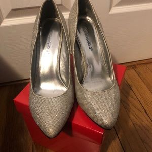 Silver sparkly heels